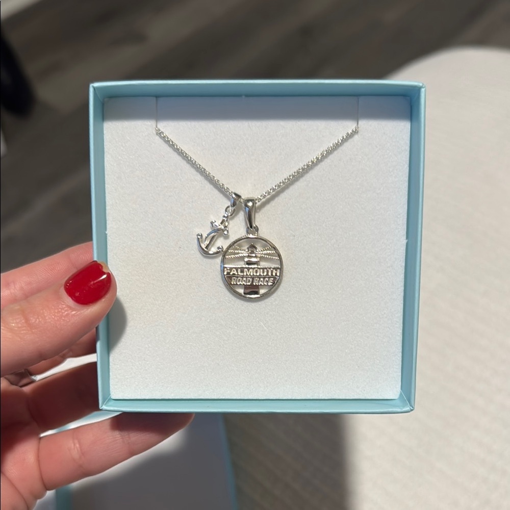 Silver Charm Necklace with Anchor and Pendant NEW